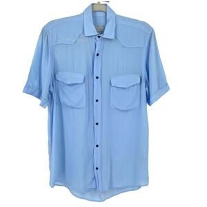Zara Man Button Down Collared Shirt Blue Men's Small Relaxed Fit
